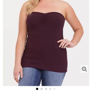 Torrid Burgundy Ruched Foxy Tube Top